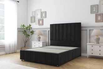 Sloomy Langston Plush Divan Base 4 Drawers-54 Headboard & 12 Footboard in Black | Size: King