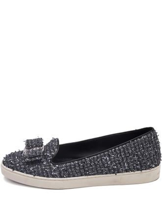 Ferragamo tweed bow-detail sneakers - Grey