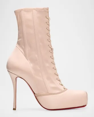 Christian Louboutin 100mm Pavlova Satin Booties