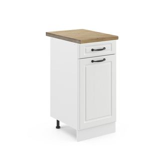 Vicco Mueble Bajo De Cocina R-line, Blanco Casa De Campo, 40 Cm, Et Roble