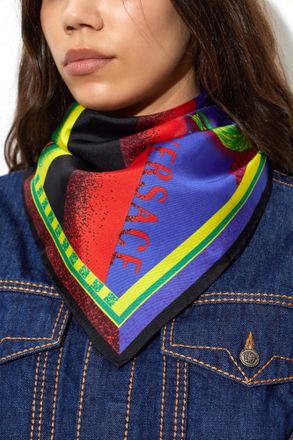 Versace Silk Scarf With Formula 6 Print, Unisex, Multicolour
