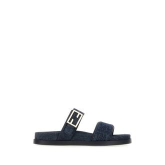Fendi Sliders, female, Blue, Size: 6 1/2 US Feel Slippers