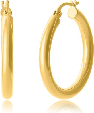 MAX + STONE 14K Yellow Gold 25MM Tube Hoops