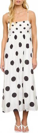 Blu Pepper Polka Dot Midi Dress In White + Black