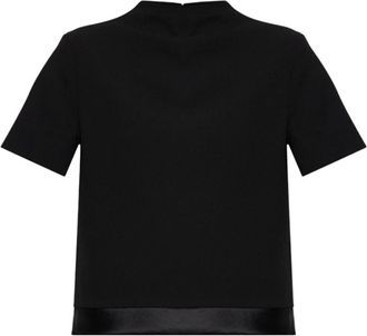Jil Sander Top de Lana con Mangas Cortas - Blouses & Shirts - Mujer - Negro - 2XL