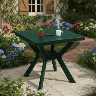 Dmora Dmora Table DExt&eacute;rieur Carr&eacute;e, Made In Italy, 79x79x72 Cm, Couleur Verte