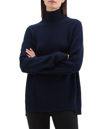 Theory Side Rib Turtleneck Wool Sweater