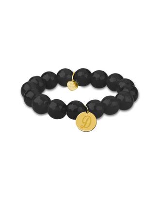 Jane Basch 14K Onyx Initial Stretch Bracelet (A-Z)