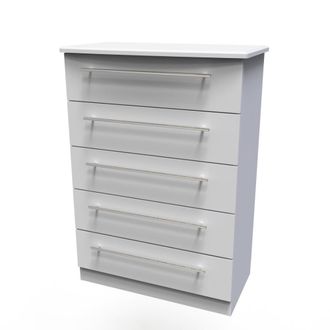 Welcome Furniture Sofia Ready Assembled Chest of Drawers with 5 Drawers - Grey Matt - Welcome Furniture | TJ Hughes