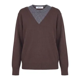 Jucca Tweekleurige trui - Dames - Truien - Bruin - Maat: M Wol