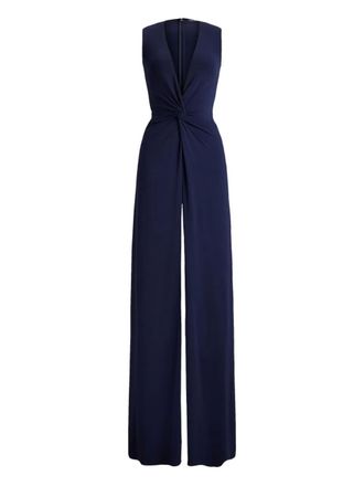 Ralph Lauren Collection twist pleated maxi evening dress - women - Viscose/Elastane/Polyester - 10 - Blue
