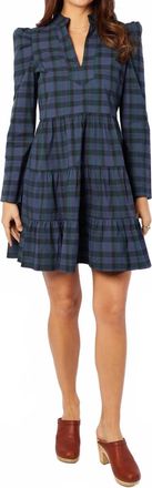Sail to Sable Long Sleeve Tunic Flare Dress In Blackwatch Tartan