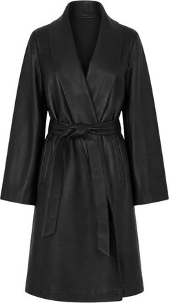 Nour Hammour Claude Moeiteloze Leren Jas - Dames - Jas met riem - Zwart - XS - Katoen - Jassen