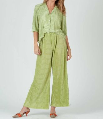 Lucca Couture Raleigh Button Down Set Top And Pant In Keylime
