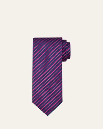 Charvet Mens Herringbone Stripe Silk Tie