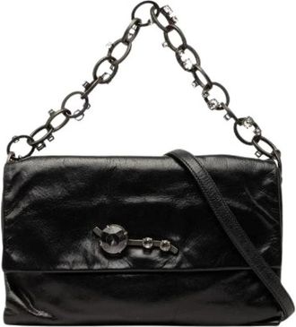 Miu Miu Pre-owned Leren Strass 2way Schoudertas - Dames - Vintage Schoudertas - Zwart - ONE Size - Leer - Vintage