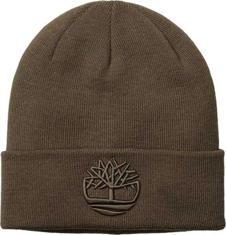 Timberland Geribde muts met logo voor volwassenen (Chocoladebruin)