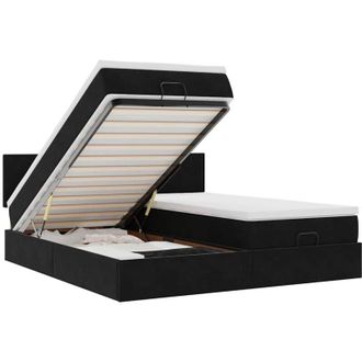 vidaXL Vidaxl - Estructura De Cama Otomana Colchones Terciopelo Negra 180x200cm