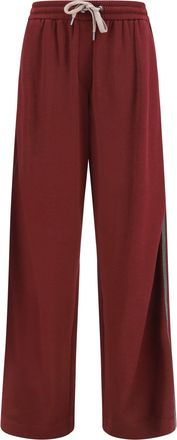 Brunello Cucinelli Womens Track Pants Cotton-Silk Cabernet Trousers