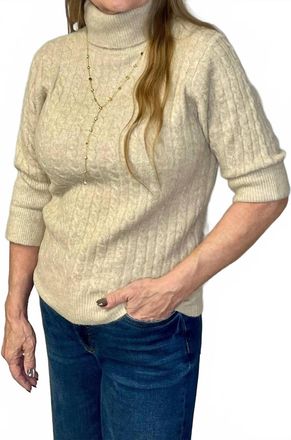 Democracy Cuffed Elbow Sleeve Sweater In Oatmeal
