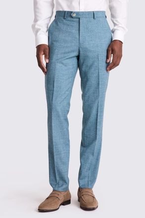 Moss Tailored Fit Teal Slub Trousers