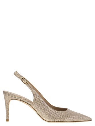 Stuart Weitzman Stuart Power Metalised Fabric Slingback