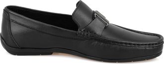 Desa Mens Leather Slip-Ons - Rubber Sole, Flat Heel, Breathable | Black - 43