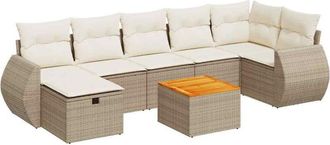 vidaXL Set De Sof&aacute;s De Jard&iacute;n Y Cojines 8 Piezas Rat&aacute;n Sint&eacute;tico Beige Vidaxl