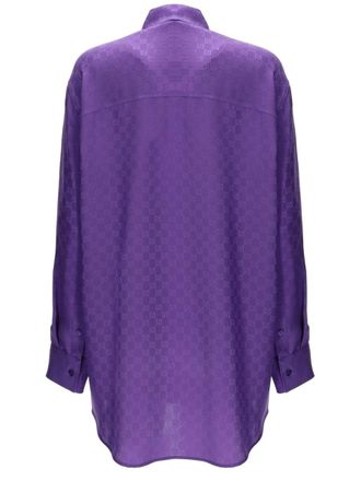 Gucci Silk GG Weave Shirt - Purple