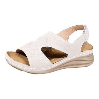 Generic Womens Low Wedge Sandals Soft Breathable Insole And Non Slip Rubber Outsole Open Toe Sandal Elastic Ankle Strap Summer Sandals For Women 2026 Trendy (