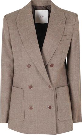 Cruna Brown Oversized Double-Breasted Wool Blazer