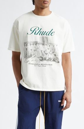 Rhude Virgin Islands Script Logo Graphic T-Shirt in Vintage White/Black/Green at Nordstrom, Size Xx-Large