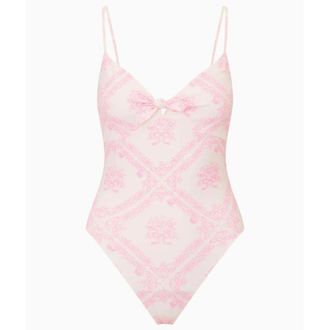 LoveShackFancy Womens Zyra One-Piece Toile Swimsuit, Ivory Heirloom