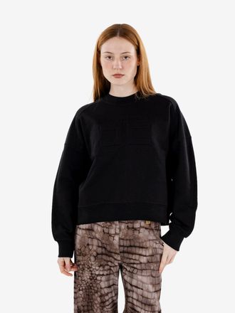 Elisabetta Franchi Felpa in cotone con logo embossed nera