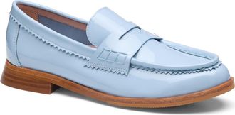 Johnston & Murphy Gillian Patent Leather Penny Loafer in Light Blue Patent Leather at Nordstrom, Size 7.5