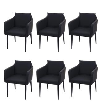 Hhg Hhg - Nunca Usado] Lote De 6 Silla De Comedor 734, Silla De Cocina Sill&oacute;n Silla, Imitaci&oacute;n De Cuero Negro
