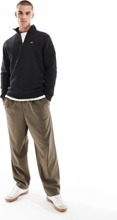 Tommy Jeans Pile a collo alto nero con zip corta