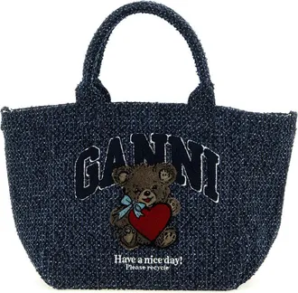 Ganni Blue Bear Small Tote
