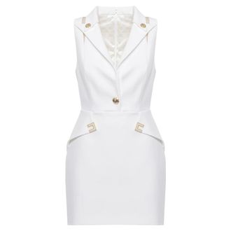 Elisabetta Franchi Short Dresses, female, White, Size: S Logo-appliqu&eacute; Mini Dress