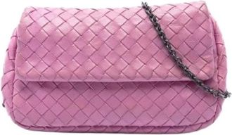 Bottega Veneta Pre-owned Woven Leather Crossbody Bag - Dames - Vintage Schoudertas - Roze - ONE Size - Leer - Vintage