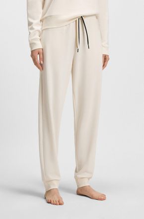 HUGO BOSS Relaxhose BOSS CP Stripe_Pants Cuff, Damen, Gr. XS, N-Gr, weiss (open wei&szlig; 118), Sweatware, Obermaterial: 46% Baumwolle, 46% Lyocell, 8% Polyamid, Bas