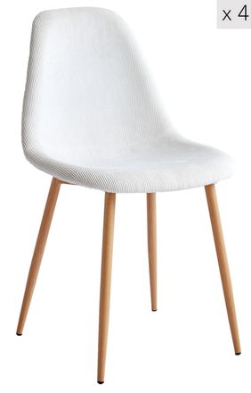 Nordlys Set 4 sillas con patas de acero en pana beige