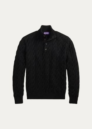 Ralph Lauren Purple Label Mens Cable-Knit Cashmere Mock Neck Sweater
