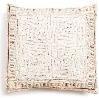 Studio Variously Maze Brown Handwoven Hand Embroidered Organic Cotton Pillow in Coral/brown at Nordstrom