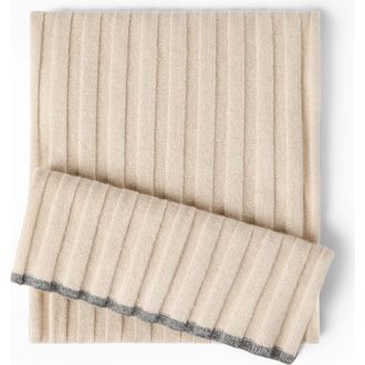 Brunello Cucinelli Cashmere rib knit scarf in Sand at Nordstrom