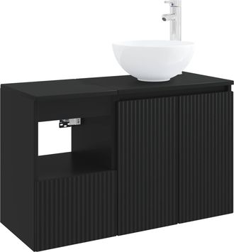 vidaXL Juego De Muebles De Ba&ntilde;o 2 Uds. Negro Madera De Ingenier&iacute;a Vidaxl