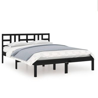 Berkfield Home Bed Frame Black Solid Wood 200x200 cm