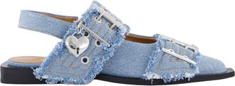 Ganni Chunky Buckle Ballerina in Blauw - Dames - Ballerinas - Blauw - 36 EU - Schoenen