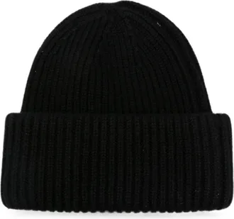 Soft Goat Ribbed Cashmere Beanie - Black