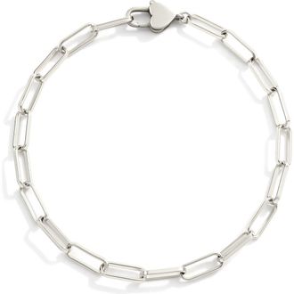 Mint & Lily Heart Padlock Bracelet in Silver at Nordstrom, Size 6.5
